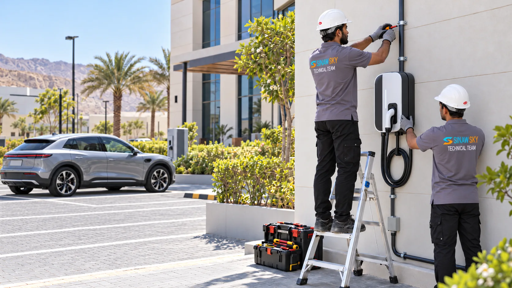 Illustrative Sinaw Sky EV installation team at work